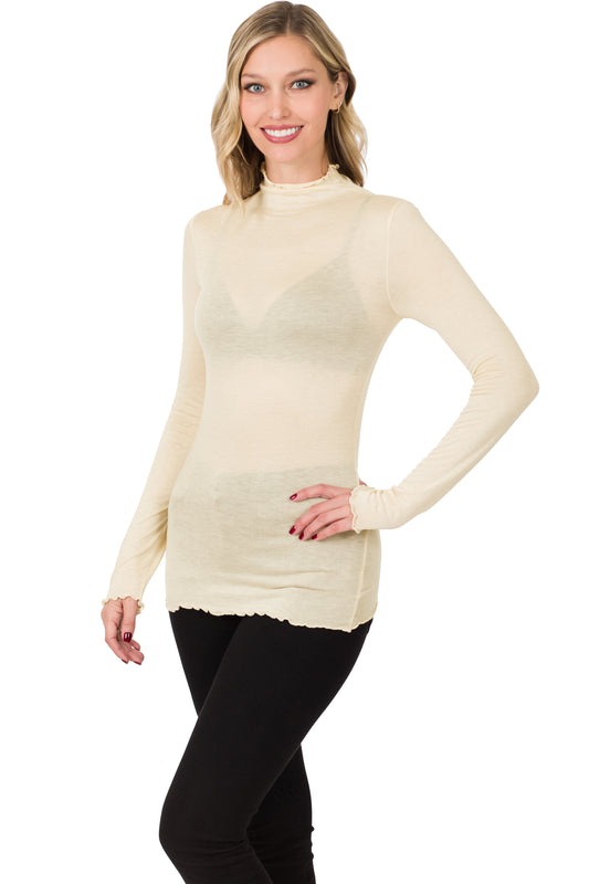 Mock Neck Layering Top- Taupe