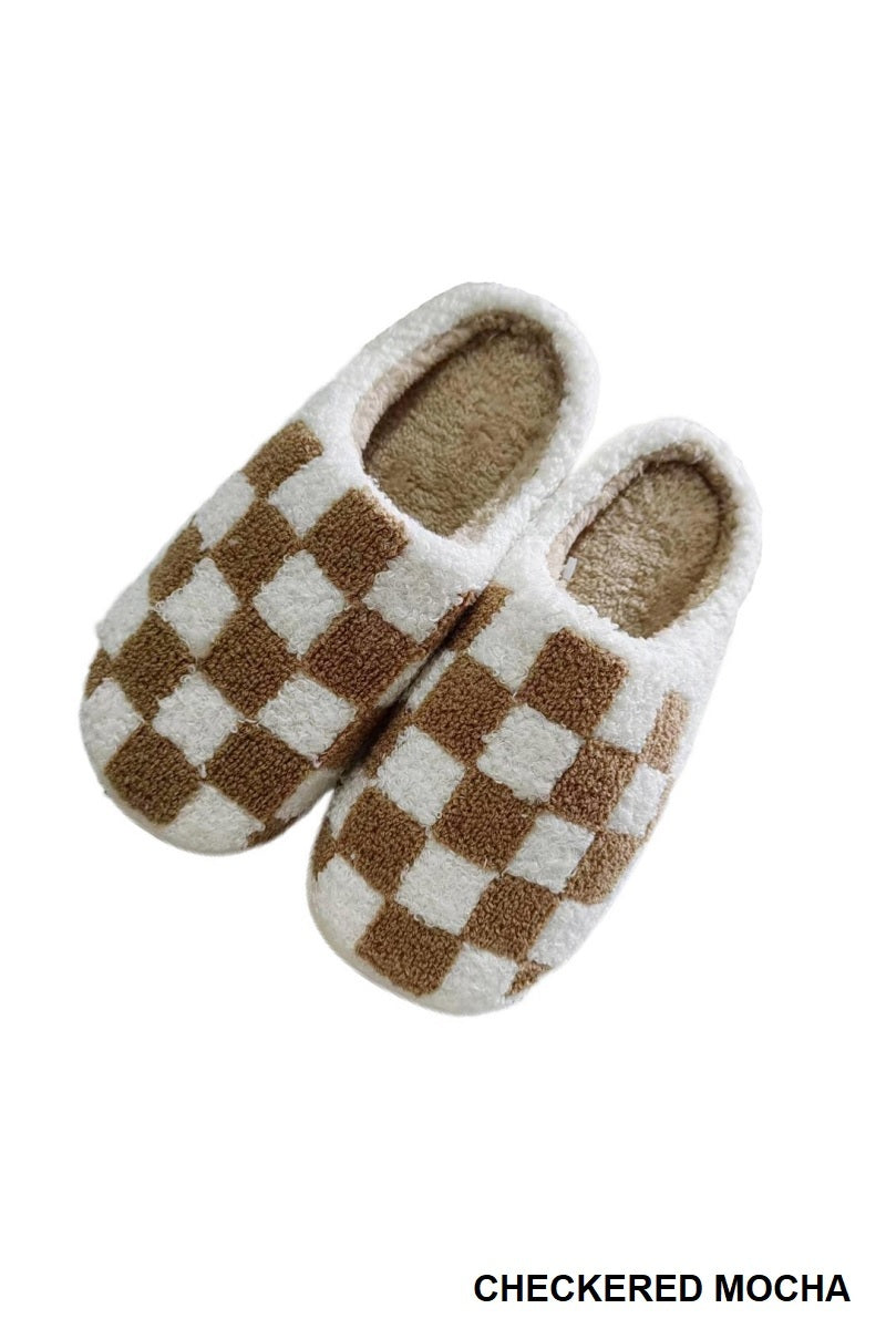 Checkered Mocha Slippers